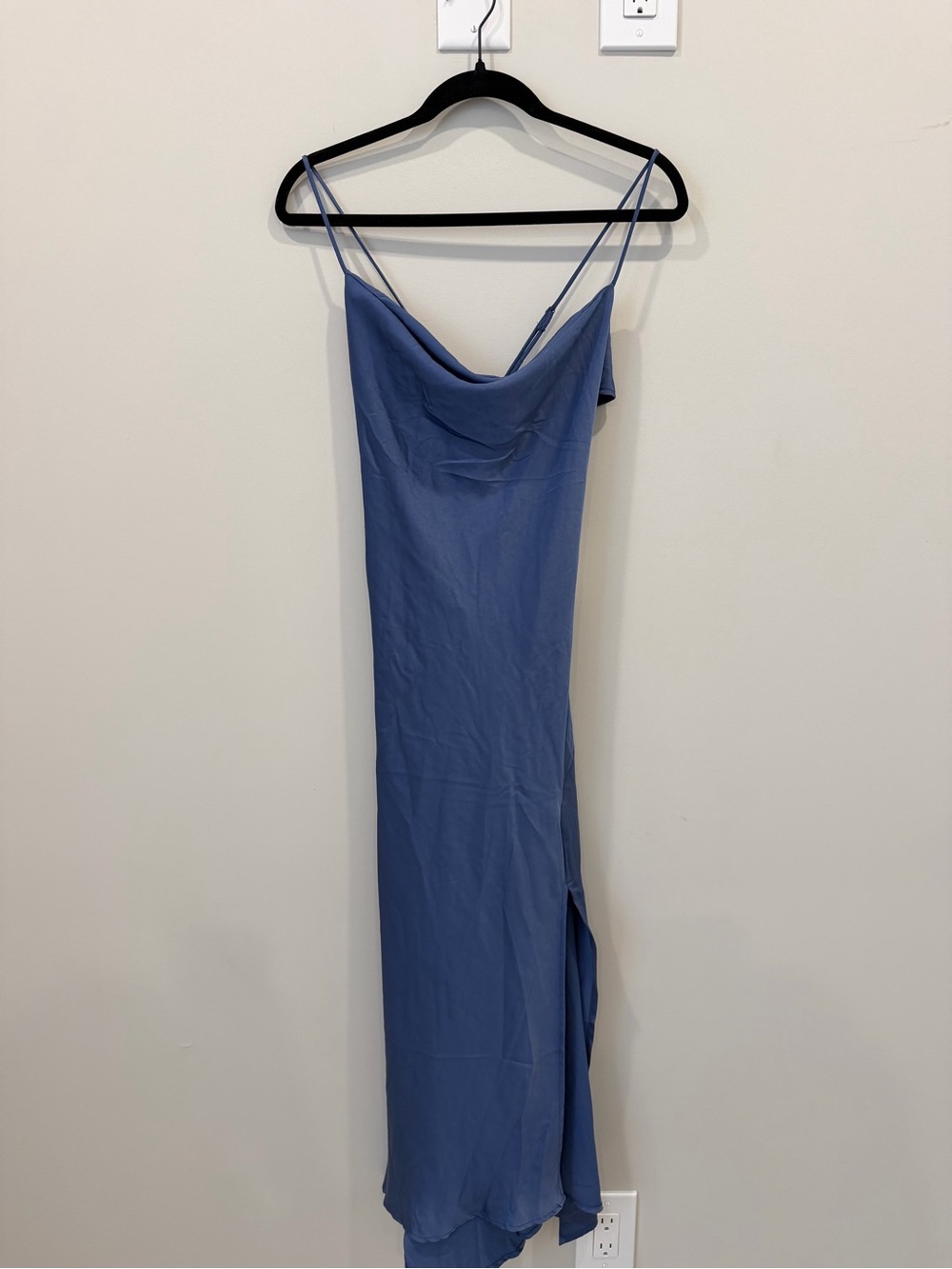 Astr Slate Blue Cowl Neck Maxi Slip Dress